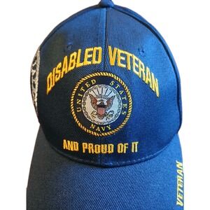 Navy Disabled Veteran Emblem Shadow Blue Hat OFFICIALLY‎ LICENSED BY THE US NWOT
